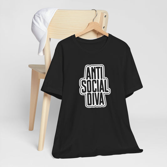 Anti Social Diva Introvert Typography Tee Shirt