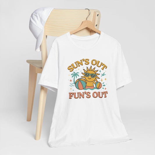 Sun's Out Fun's Out Retro Summer Sun & Beach Ball Tee Shirt