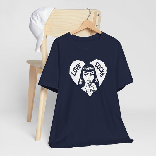 Love Sucks Anti-Valentine Goth Heart Illustration T-Shirt