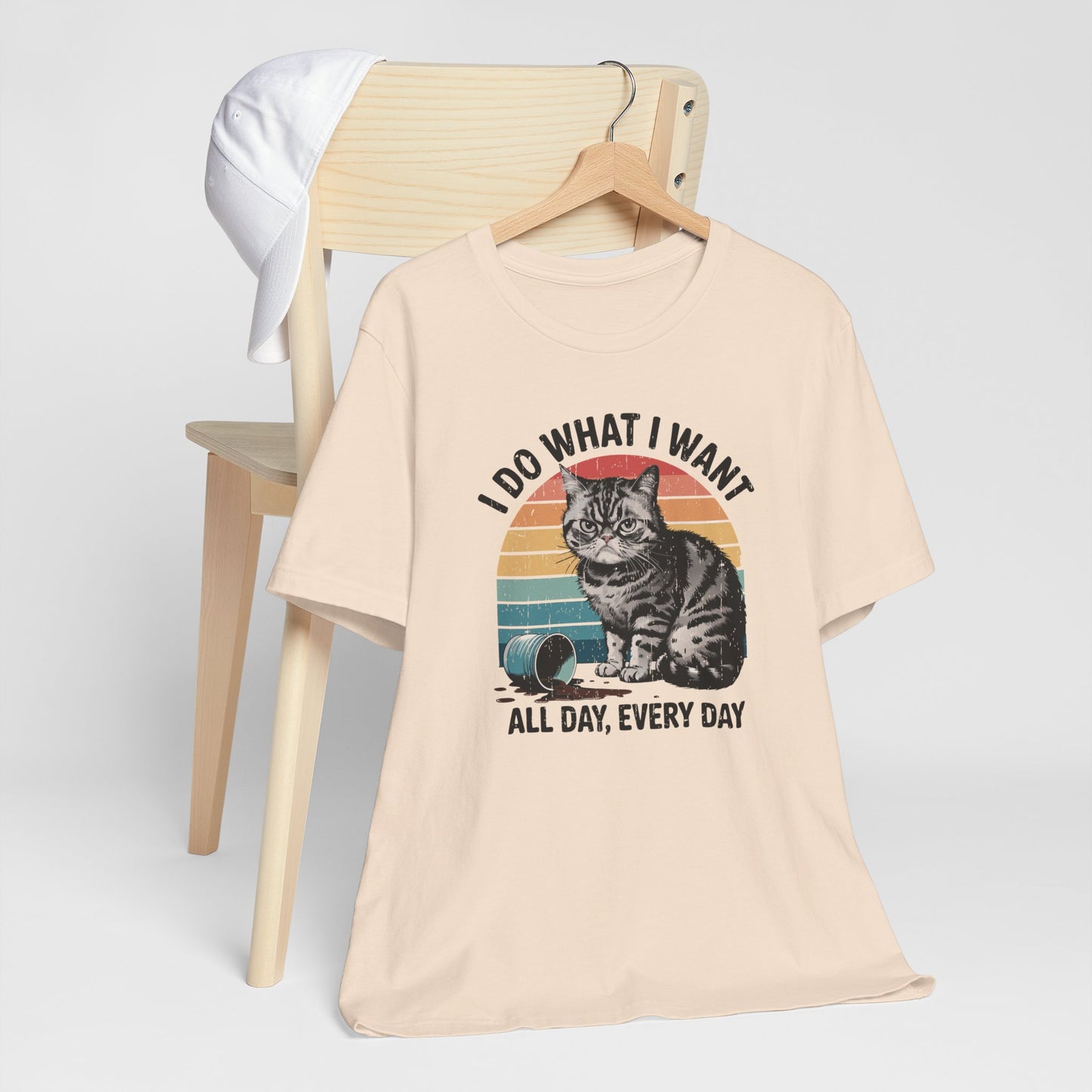 Cat With An Attitude Retro Sunset Short Sleeve Tee Shirt