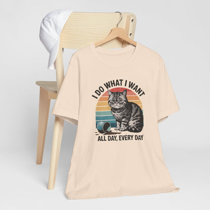 Cat With An Attitude Retro Sunset Short Sleeve Tee Shirt