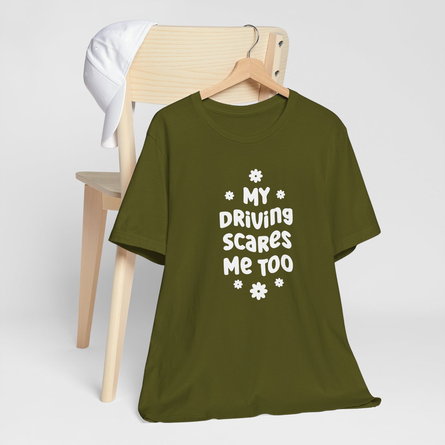 My Driving Scares Me Too - Fun Retro Floral Quote Tee
