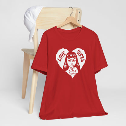 Love Sucks Anti-Valentine Goth Heart Illustration T-Shirt