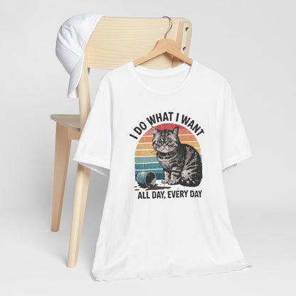 Cat With An Attitude Retro Sunset Short Sleeve Tee Shirt