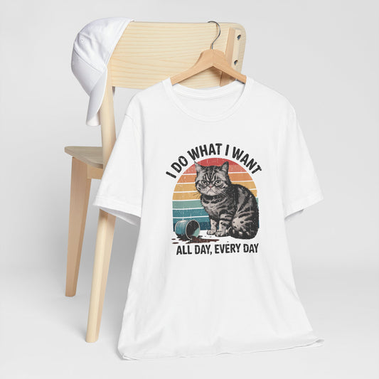 Cat With An Attitude Retro Sunset Short Sleeve Tee Shirt