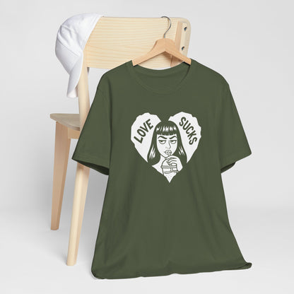 Love Sucks Anti-Valentine Goth Heart Illustration T-Shirt