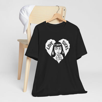 Love Sucks Anti-Valentine Goth Heart Illustration T-Shirt