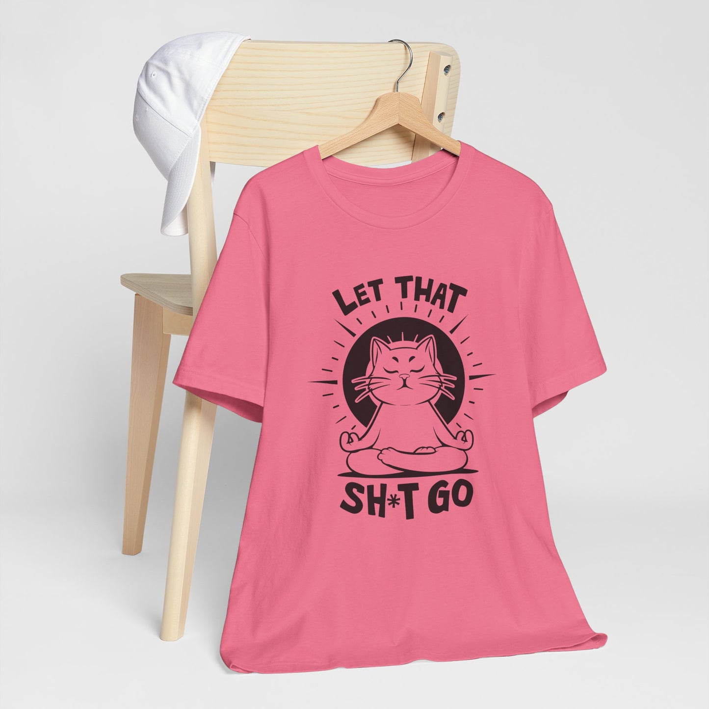 Let That Sh*t Go Funny Cat Yoga Meditation Tee