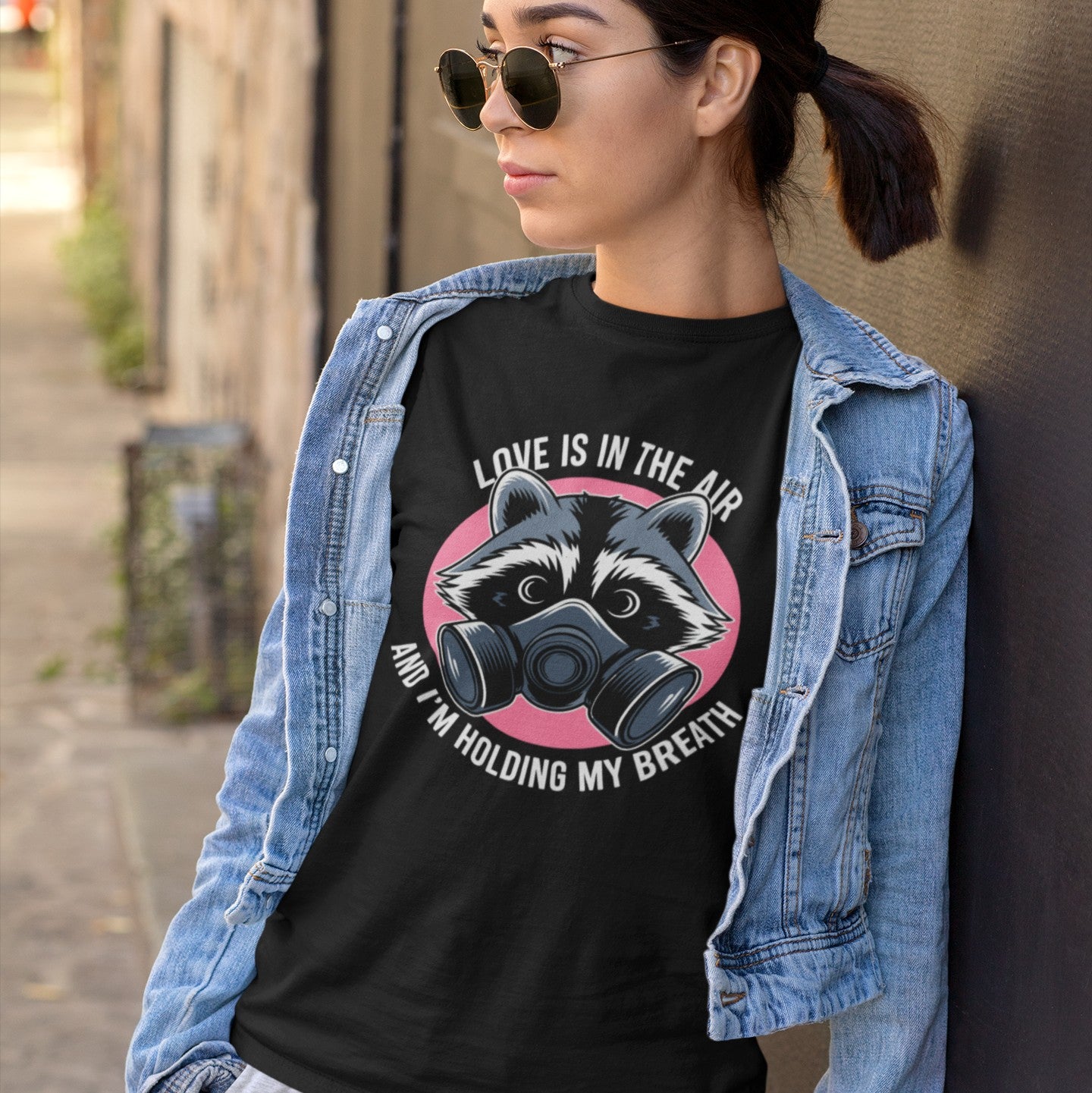 Anti-Valentine Love Is In The Air Raccoon Tee