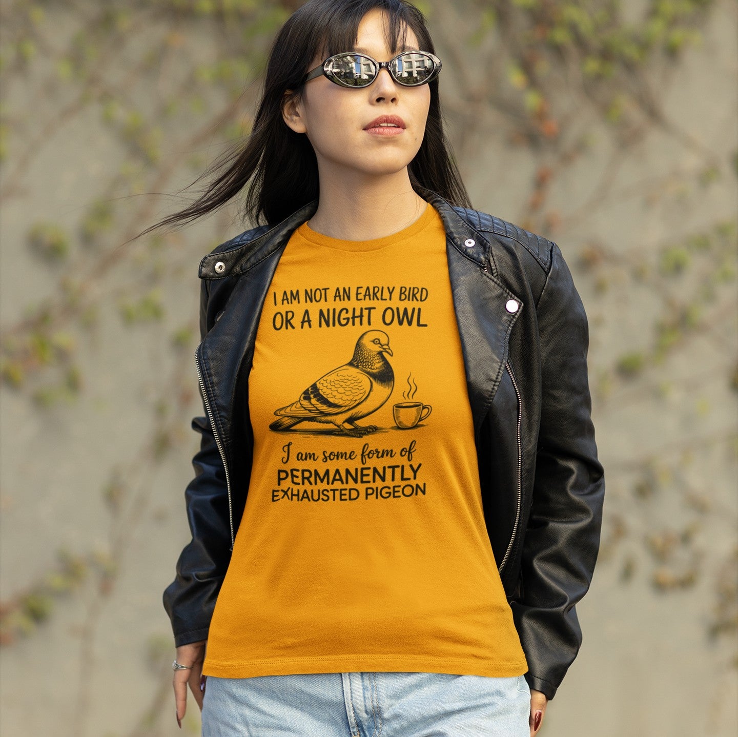 Permanently Exhausted Pigeon - Funny Sarcastic Bird T-Shirt