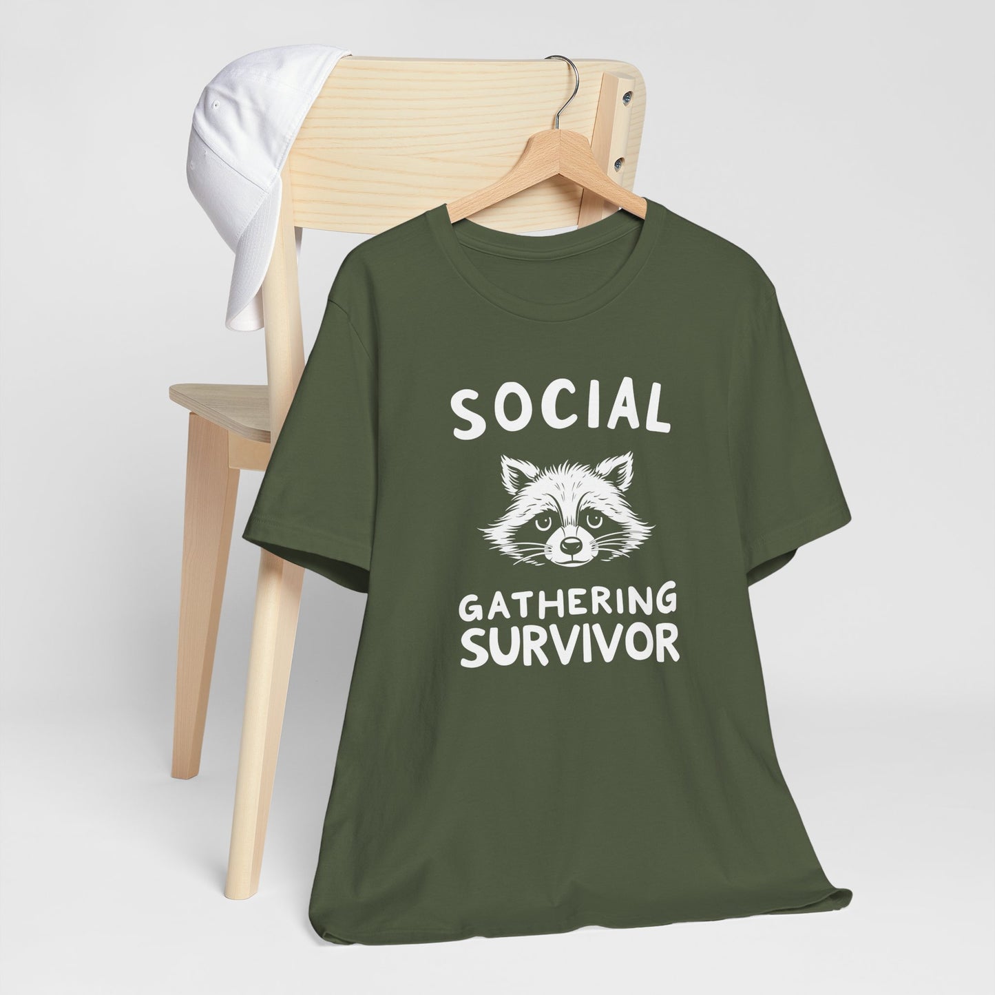 Social Gathering Survivor Funny Raccoon Introvert Unisex Tee Shirt