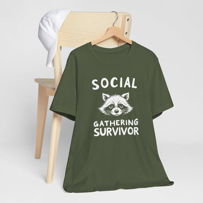 Social Gathering Survivor Funny Raccoon Introvert Unisex Tee Shirt