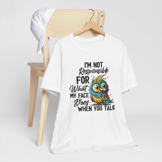 Quirky Owl With Sarcastic Attitude Short Sleeve Tee Shirt