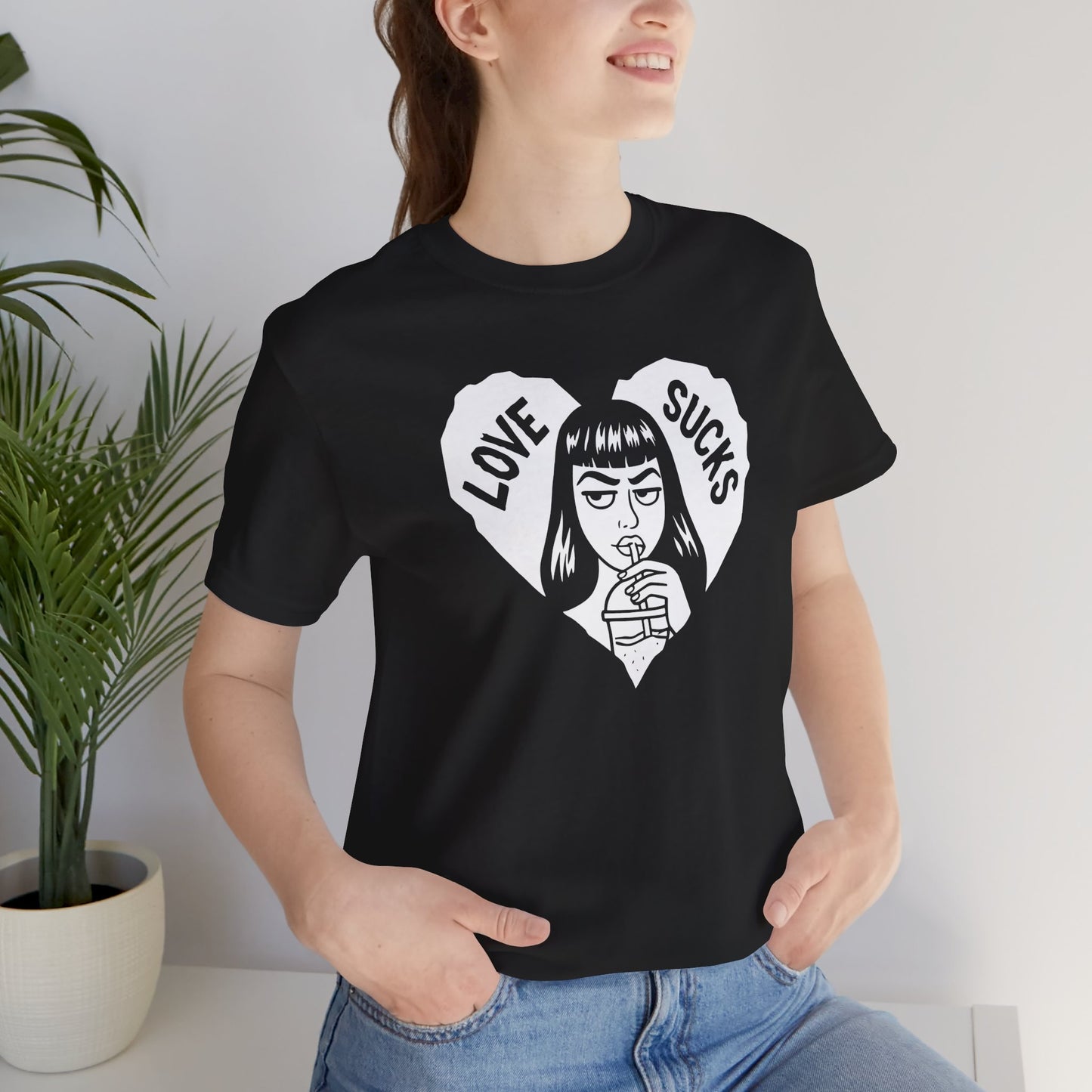 Love Sucks Anti-Valentine Heart Illustration T-Shirt