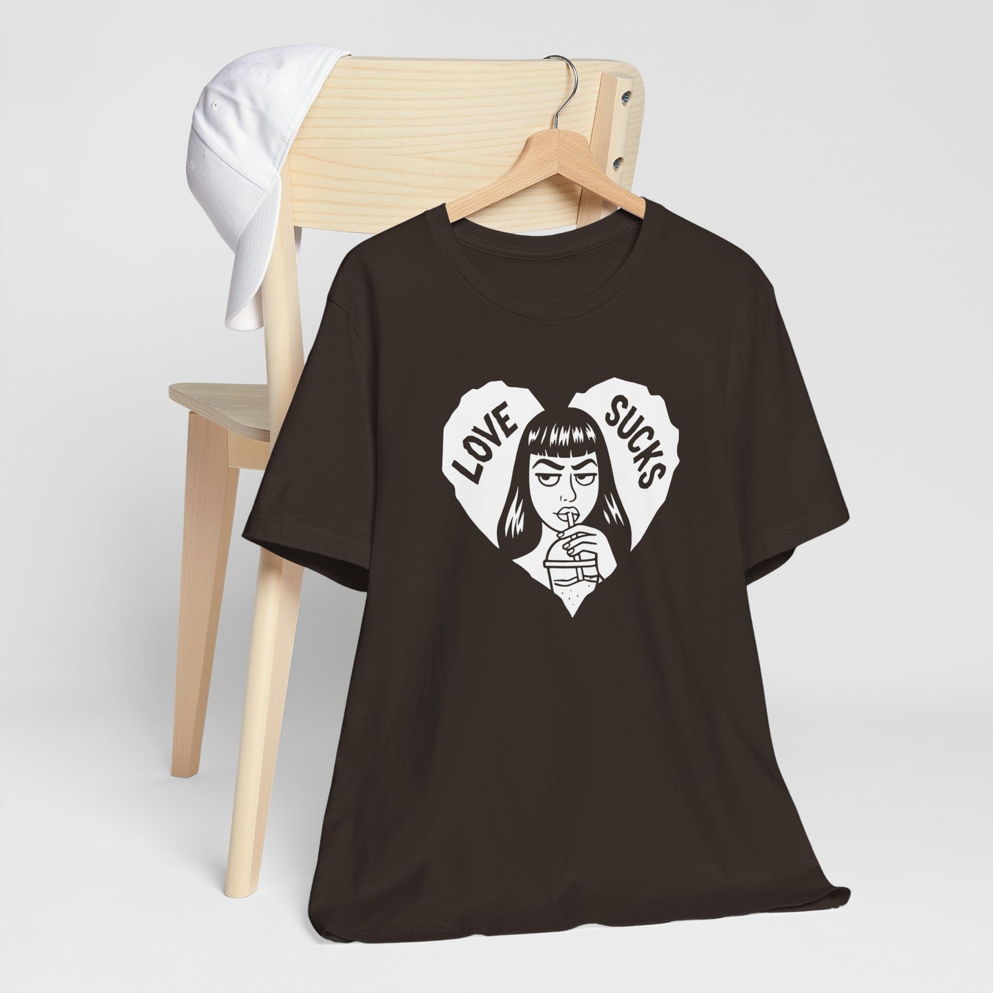 Love Sucks Anti-Valentine Goth Heart Illustration T-Shirt