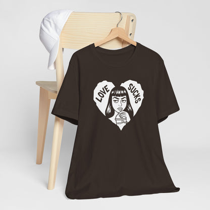 Love Sucks Anti-Valentine Goth Heart Illustration T-Shirt