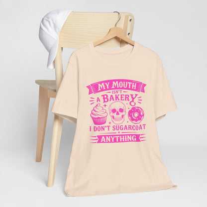 Sarcastic Pink Skull Cupcake Donut Tee "My Mouth Isn't a Bakery"