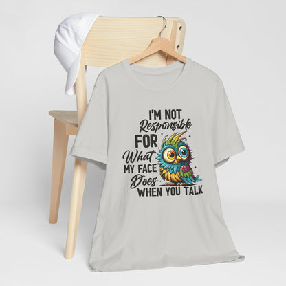 Quirky Owl With Sarcastic Attitude Short Sleeve Tee Shirt