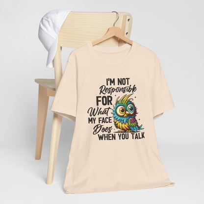 Quirky Owl With Sarcastic Attitude Short Sleeve Tee Shirt