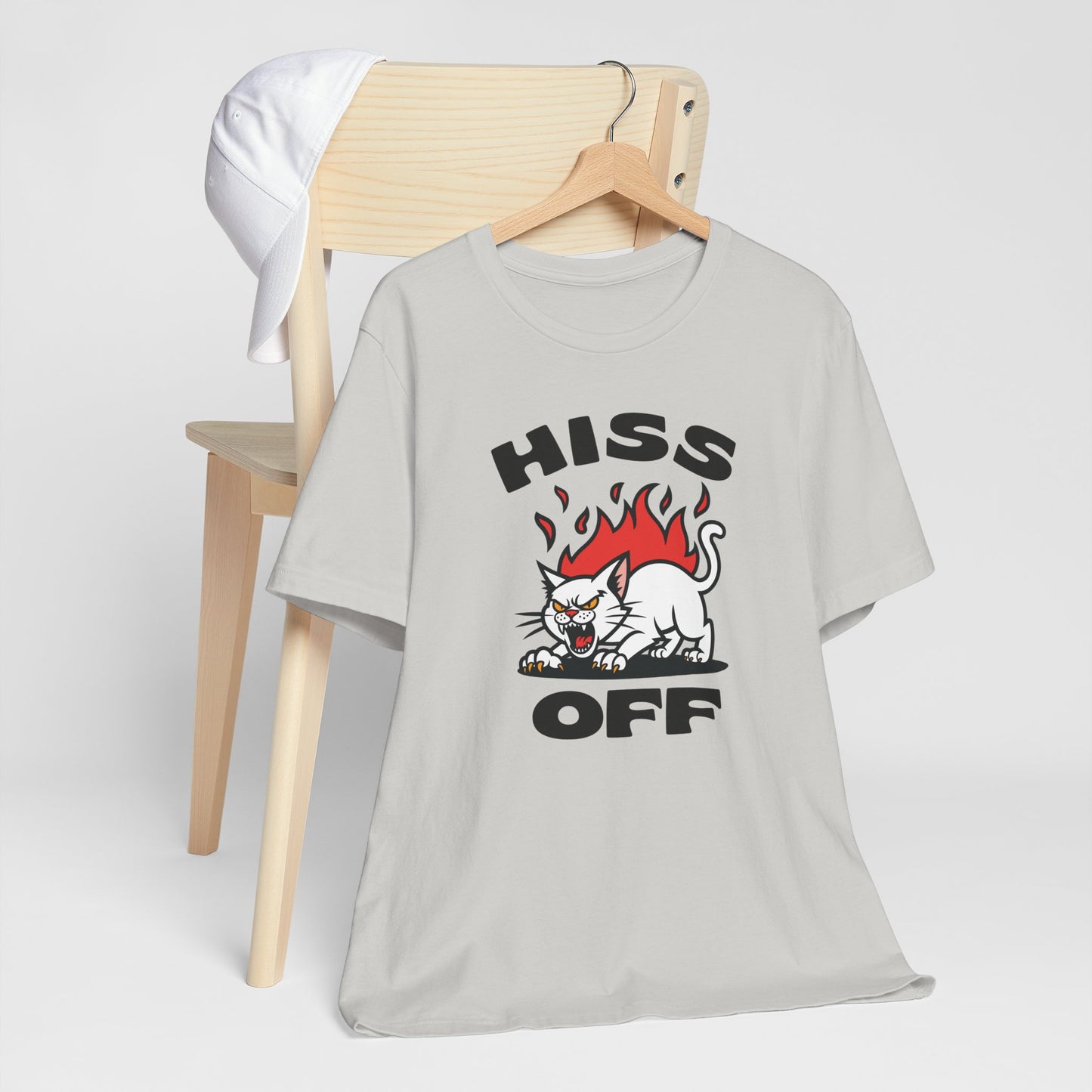 Hiss Off Angry Retro Cat Tee Shirt