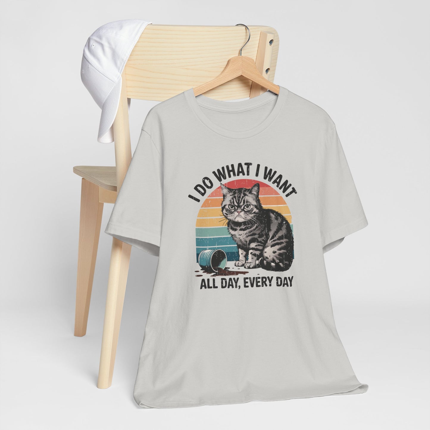 Cat With An Attitude Retro Sunset Short Sleeve Tee Shirt