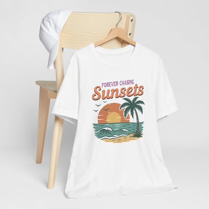 Forever Chasing Sunsets Retro Palm Tee Shirt