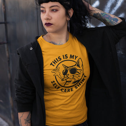 "This Is My Self Care Shirt" Cat Graphic Tee