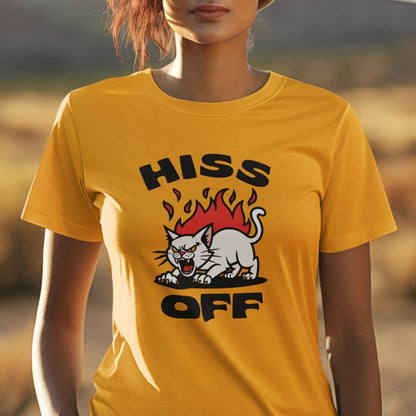 Hiss Off Angry Retro Cat Tee Shirt
