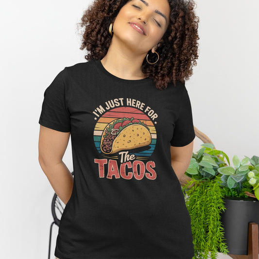I’m Just Here for the Tacos Retro Sunset Food Tee