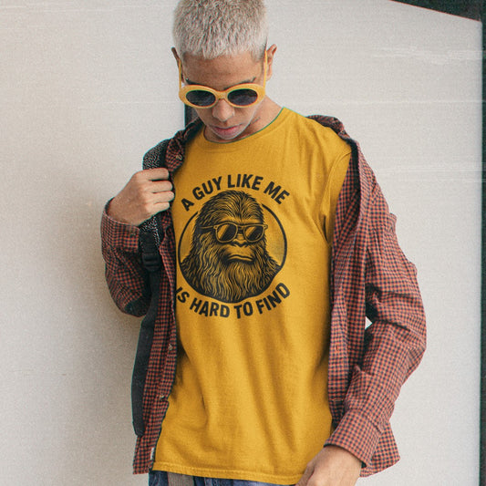 “A Guy Like Me Is Hard to Find” Bigfoot Sasquatch Vintage Sunglasses Graphic T-Shirt