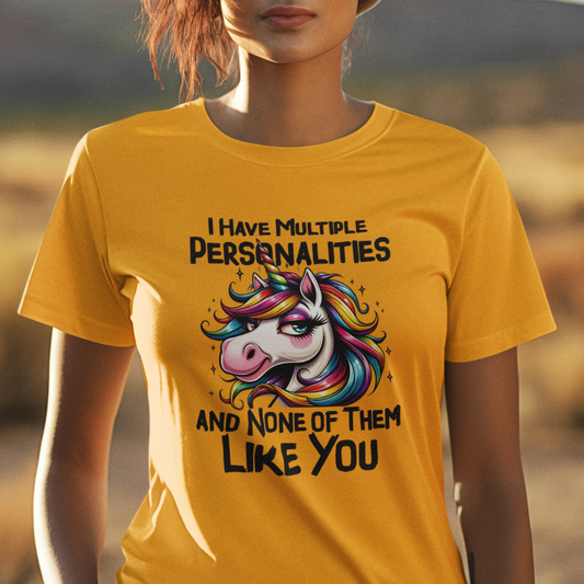 Multiple Personalities Sarcastic Unicorn Tee Shirt