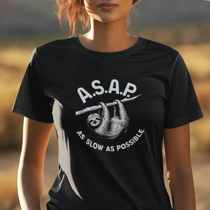 ASAP As Slow As Possible Sloth Tee Shirt