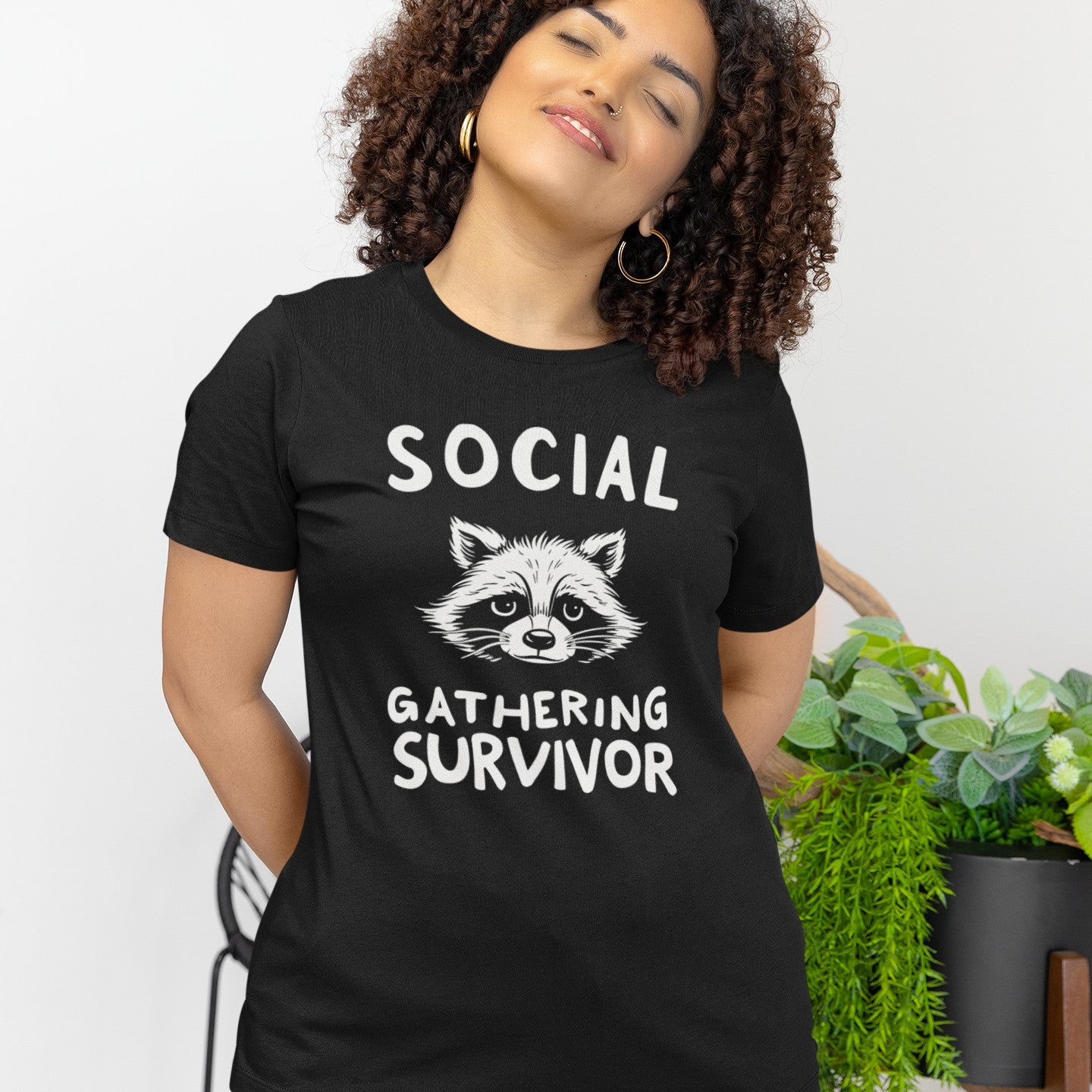Social Gathering Survivor Funny Raccoon Introvert Unisex Tee Shirt