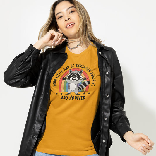 Ray of Sarcastic Sunshine Retro Sunset Raccoon T-Shirt